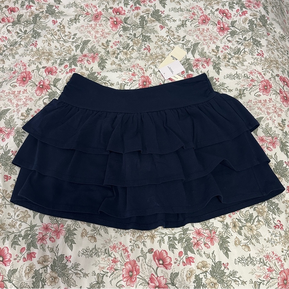 Hollister 2000s Tiered Ruffle Mini Skort | Navy Blue | Size M | NWT